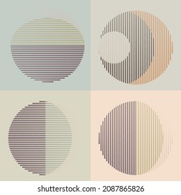 Art composition with lines, circles, ovals .Modern art design .Black Vector stripes .Straight speed lines .Geometric shape. Wall art .