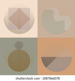 Art composition with lines, circles, ovals .Modern art design .Black Vector stripes .Straight speed lines .Geometric shape. Wall art .