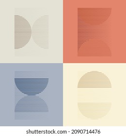 Art composition with lines, circles, ovals .Modern art design .Black Vector stripes .Straight speed lines .Geometric shape. Wall art .