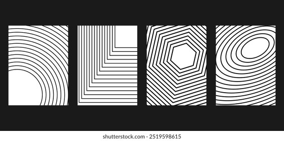 Art composition with lines. Modern art black and white geometric design. Design elements set. Transition speed lines. swiss design Bauhaus art style. Geometric shape. Wall art