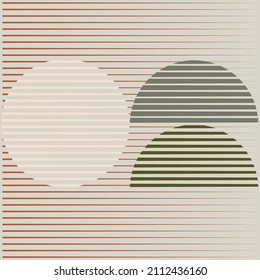 Art composition with lines .Modern art design .Neutral color stripes .Transition speed lines .Bauhaus style .Geometric shape. Wall art .
