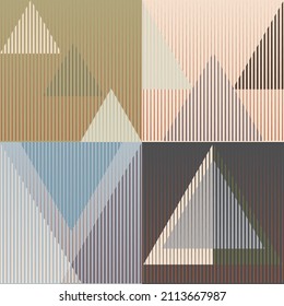 Art composition with lines .Modern art design .Neutral color stripes .Transition speed lines .Bauhaus style .Geometric shape. Wall art .