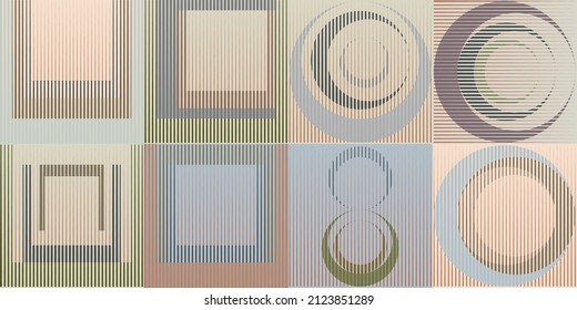 Art composition with lines .Modern art design .Neutral color stripes .Transition speed lines .Bauhaus art style .Geometric shape. Wall art .