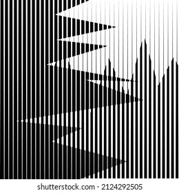Art composition with lines .Modern art design .Black color stripes .Transition speed lines .Bauhaus style .Geometric shape. Wall art .