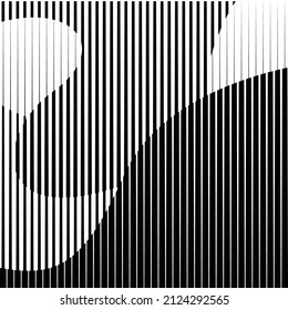 Art composition with lines .Modern art design .Black color stripes .Transition speed lines .Bauhaus style .Geometric shape. Wall art .