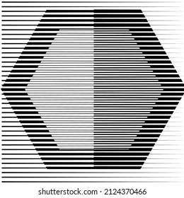 Art composition with lines .Modern art design .Black color stripes .Transition speed lines .Bauhaus style .Geometric shape. Wall art .
