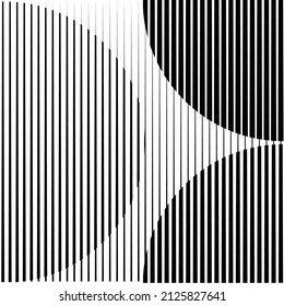 Art composition with lines .Modern art design .Black color stripes .Transition speed lines .Bauhaus style .Geometric shape. Wall art .