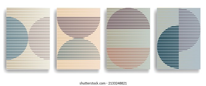 Art composition with lines .Modern art design .Neutral color stripes .Transition speed lines .Bauhaus style .Geometric shape. Wall art .
