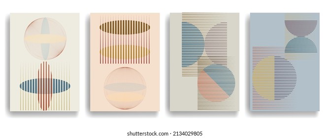 Kunstkomposition mit Linien .Modernes Kunstdesign .Neutrale Farbstreifen .Überganggeschwindigkeit Linien .Bauhaus Stil .Geometrische Form. Wall Art.