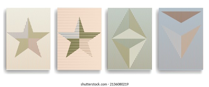 Art composition with lines .Modern art design .Neutral color stripes .Transition speed lines .Bauhaus art style .Geometric shape. Wall art .