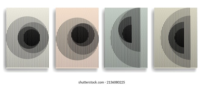 Art composition with lines .Modern art design .Neutral color stripes .Transition speed lines .Bauhaus art style .Geometric shape. Wall art .