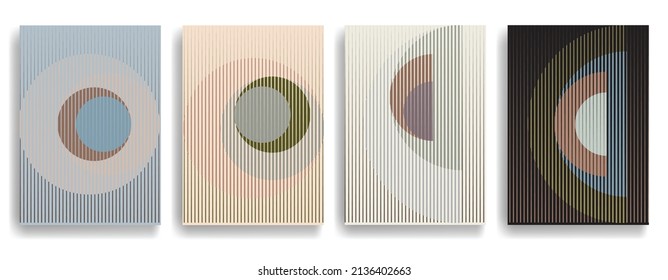 Art composition with lines .Modern art design .Neutral color stripes .Transition speed lines .Bauhaus art style .Geometric shape. Wall art .