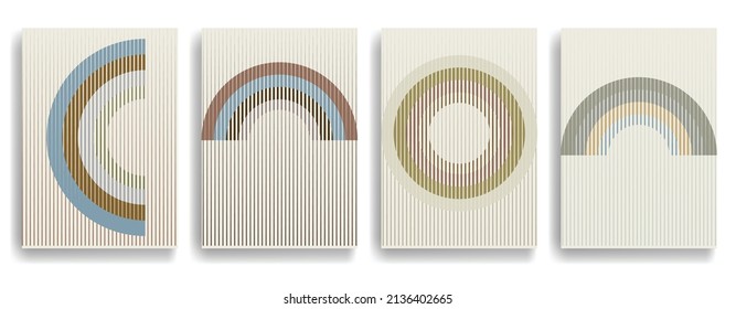 Composición de arte con líneas .Diseño de arte moderno .Bandas de colores neutros .Líneas de velocidad de transición .Estilo de arte Bauhaus .Forma geométrica. Arte mural.