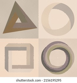 Art composition with lines .Modern art design .Neutral color stripes .Transition lines .Bauhaus art style .Geometric shape. Wall art .