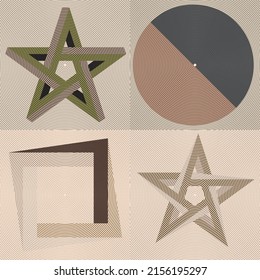 Art composition with lines .Modern art design .Neutral color stripes .Transition lines .Bauhaus art style .Geometric shape. Wall art .