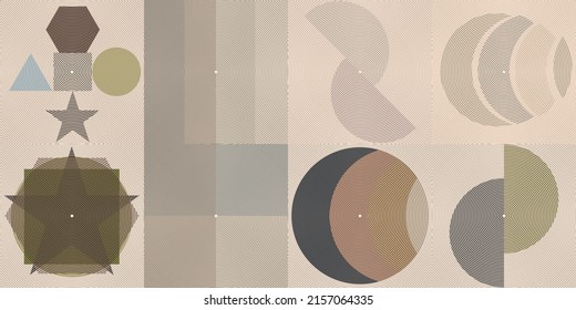Art composition with lines .Modern art design .Neutral color stripes .Transition lines .Bauhaus art style .Geometric shape. Wall art .