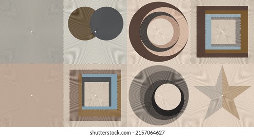 Kunstkomposition mit Linien .Modernes Kunstdesign .Neutrale Farbstreifen .Überganglinien .Bauhaus Art Stil .Geometrische Form. Wall Art.