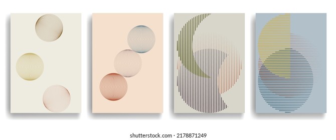 Composición de arte con líneas .Diseño de arte moderno .Bandas de colores neutros .Líneas de velocidad de transición .Estilo de arte Bauhaus .Forma geométrica. Arte mural.