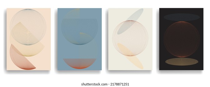 Art composition with lines .Modern art design .Neutral color stripes .Transition speed lines .Bauhaus art style .Geometric shape. Wall art .