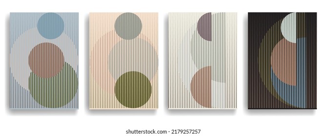 Composición de arte con líneas .Diseño de arte moderno .Bandas de colores neutros .Líneas de velocidad de transición .Estilo de arte Bauhaus .Forma geométrica. Arte mural.