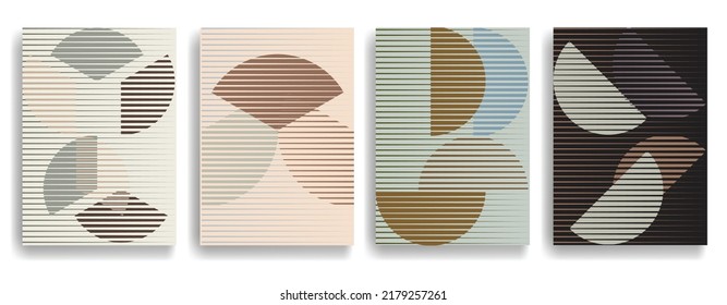Art composition with lines .Modern art design .Neutral color stripes .Transition speed lines .Bauhaus art style .Geometric shape. Wall art .