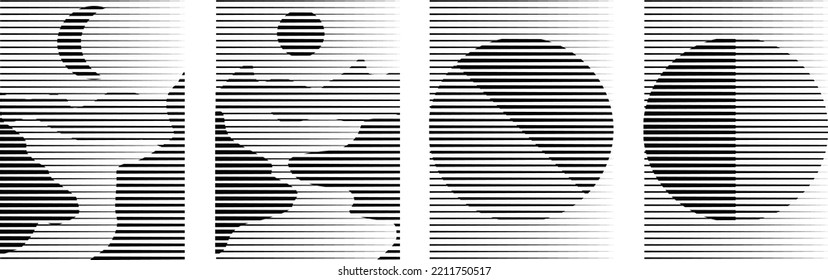 Kunstkomposition mit Linien .Modernes Kunstdesign .Design Elemente Set .Übergangsgeschwindigkeits-Linien .Bauhaus Art Stil .Geometrische Form. Wall Art.
