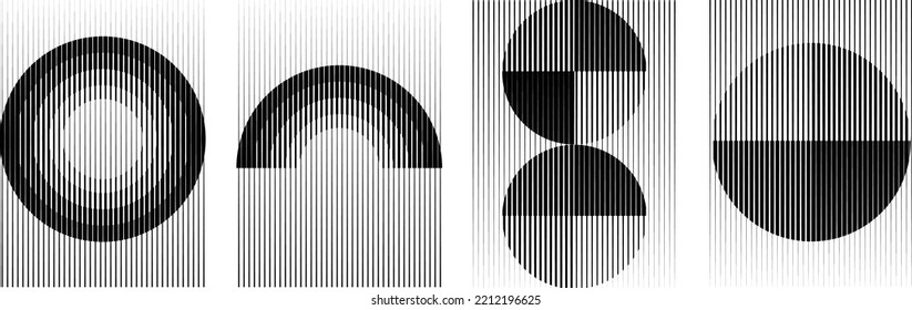 Art composition with lines .Modern art design .Design elements set .Transition speed lines .Bauhaus art style .Geometric shape. Wall art .