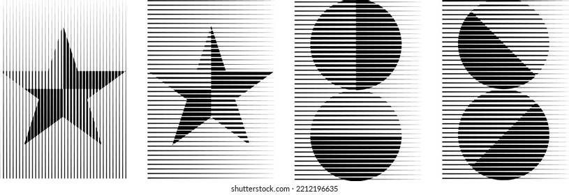 Art composition with lines .Modern art design .Design elements set .Transition speed lines .Bauhaus art style .Geometric shape. Wall art .