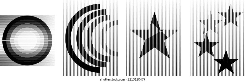 Composición de arte con líneas .Diseño de arte moderno .Elementos de diseño definidos .Líneas de velocidad de transición estilo de arte .Estilo de arte Bauhaus .Forma geométrica. Arte mural.