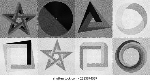 Art composition with lines .Modern art design  .Transition lines .Bauhaus art style .Geometric shape. Wall art .