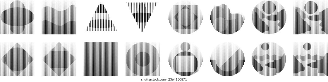 Art composition with lines .Modern art design .Design elements set .Transition speed lines .Bauhaus art style .Geometric shape. Wall art .