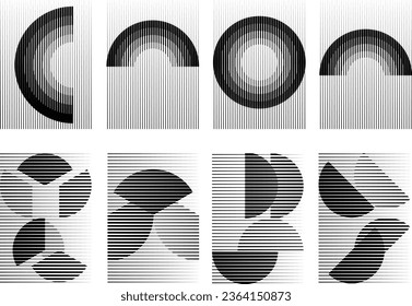 Art composition with lines .Modern art design .Design elements set .Transition speed lines .Bauhaus art style .Geometric shape. Wall art .