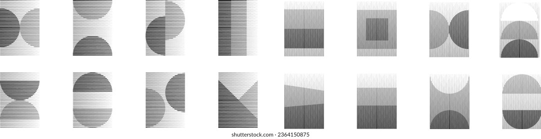 Art composition with lines .Modern art design .Design elements set .Transition speed lines .Bauhaus art style .Geometric shape. Wall art .