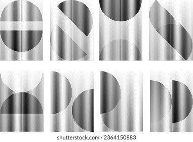 Art composition with lines .Modern art design .Design elements set .Transition speed lines .Bauhaus art style .Geometric shape. Wall art .