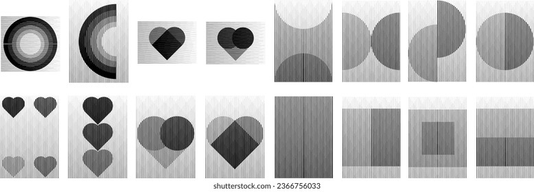Art composition with lines .Modern art design .Neutral color stripes .Transition speed lines .Bauhaus art style .Geometric shape. Wall art .