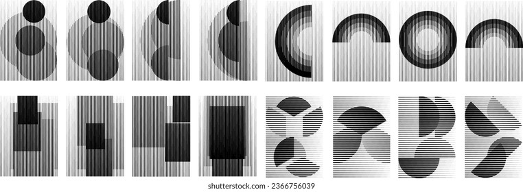 Art composition with lines .Modern art design .Neutral color stripes .Transition speed lines .Bauhaus art style .Geometric shape. Wall art .