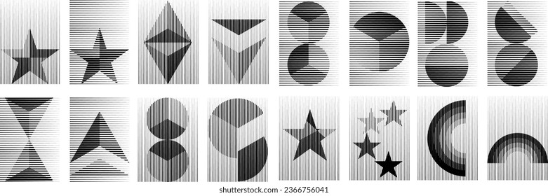Art composition with lines .Modern art design .Neutral color stripes .Transition speed lines .Bauhaus art style .Geometric shape. Wall art .