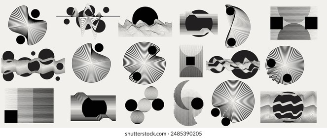 Art composition with lines .Modern art design .Design elements set .Transition speed lines .Bauhaus art style .Geometric shape. Wall art .