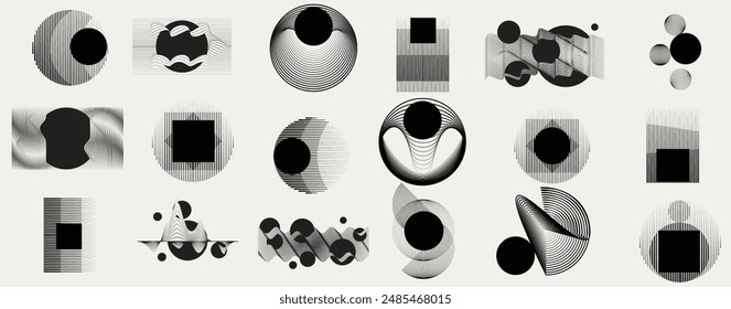Kunstkomposition mit Linien .Modernes Kunstdesign .Design-Elemente-Set .Transition Speed-Linien .Bauhaus-Kunststil .Geometrische Form. Wandkunst .