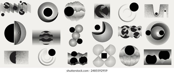 Art composition with lines .Modern art design .Design elements set .Transition speed lines .Bauhaus art style .Geometric shape. Wall art .