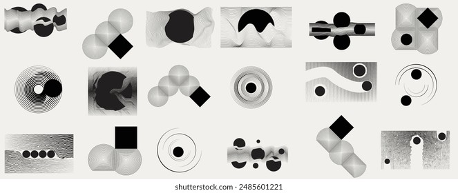 Kunstkomposition mit Linien .Modernes Kunstdesign .Design-Elemente-Set .Transition Speed-Linien .Bauhaus-Kunststil .Geometrische Form. Wandkunst .