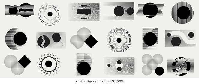 Art composition with lines .Modern art design .Design elements set .Transition speed lines .Bauhaus art style .Geometric shape. Wall art .