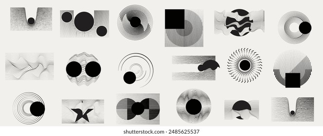 Art composition with lines .Modern art design .Design elements set .Transition speed lines .Bauhaus art style .Geometric shape. Wall art .