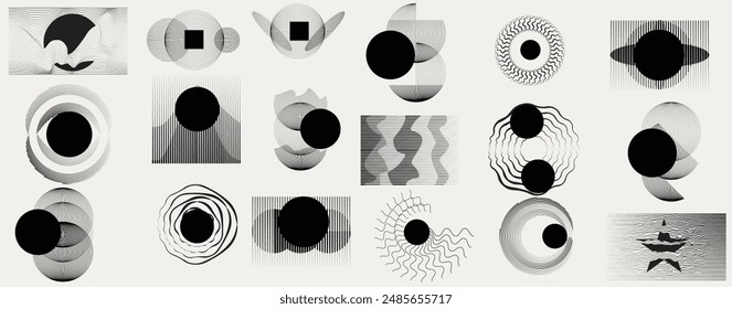 Art composition with lines .Modern art design .Design elements set .Transition speed lines .Bauhaus art style .Geometric shape. Wall art .