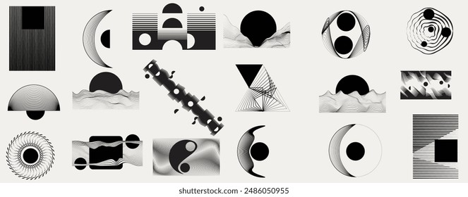 Art composition with lines .Modern art design .Design elements set .Transition speed lines .Bauhaus art style .Geometric shape. Wall art .