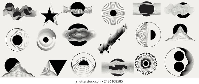 Art composition with lines .Modern art design .Design elements set .Transition speed lines .Bauhaus art style .Geometric shape. Wall art .