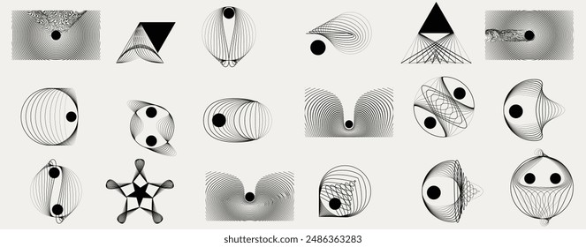 Composición de arte con líneas. Diseño de arte moderno. Conjunto de Elementos de diseño. Líneas de velocidad de transición. Estilo de arte Bauhaus. Forma geométrica. Arte mural .