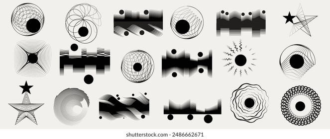 Art composition with lines .Modern art design .Design elements set .Transition speed lines .Bauhaus art style .Geometric shape. Wall art .