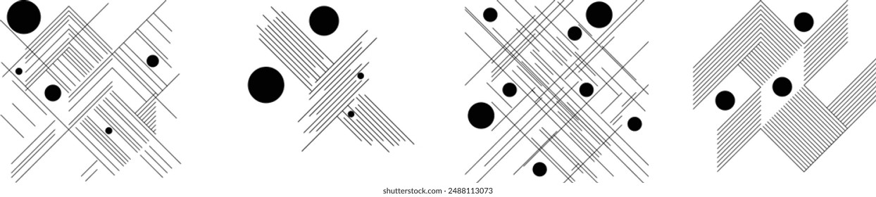 Art composition with lines .Modern art design .Design elements set .Transition speed lines .Bauhaus art style .Geometric shape. Wall art .