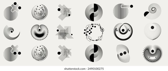 Art composition with lines .Modern art design .Design elements set .Transition speed lines .Bauhaus art style .Geometric shape. Wall art .